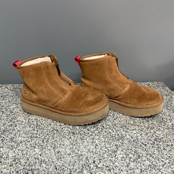 UGG Womens Neumel Zip Platform Suede Boots Chestnut US 7 winter Comfy Cabincore - Picture 1 of 17
